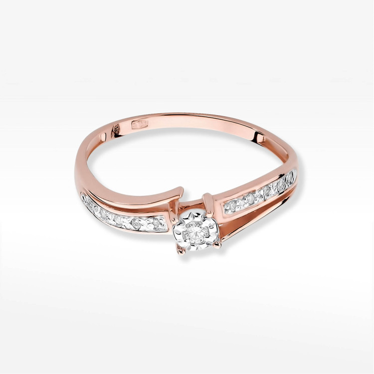 Pierścionek W0269 Diament 0,05ct różowe złoto