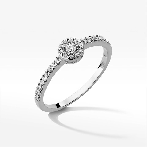 Pierścionek z białego złota z diamentami  - próba 585 0,19CT PV-048B