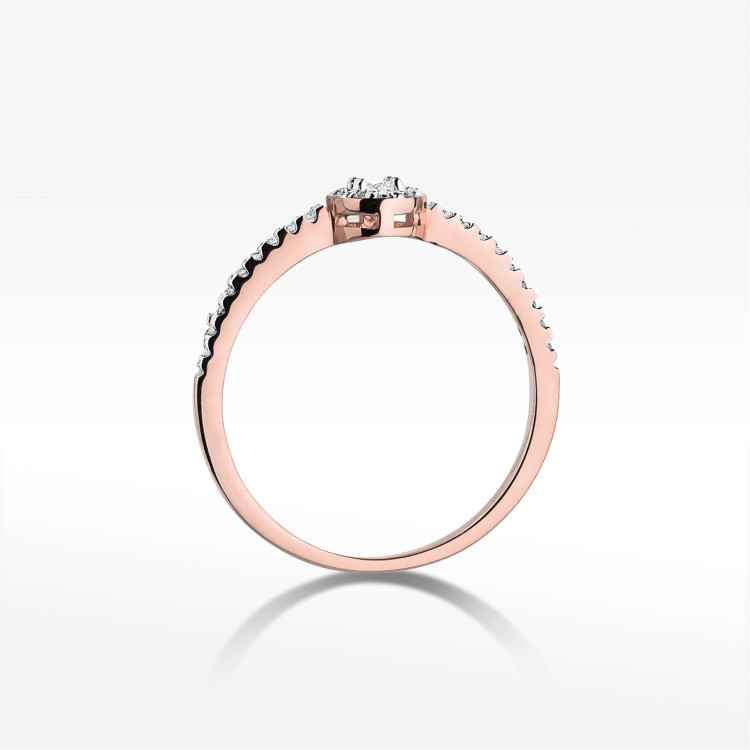 Pierścionek z różowego złota z diamentami  - próba 585 0,19CT PV-048C