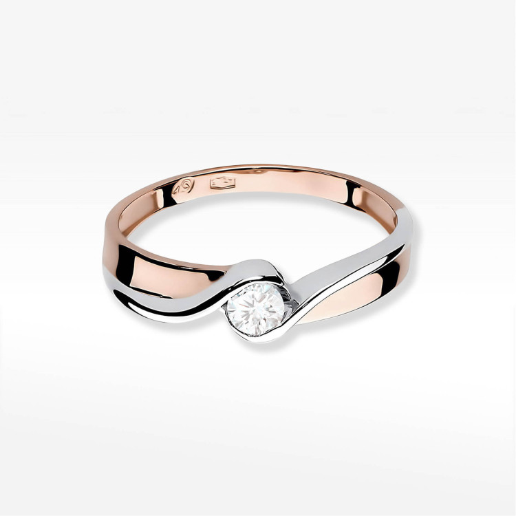 Pierścionek W0278 Diament 0,15ct różowe złoto