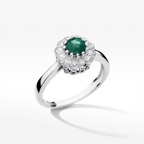 Pierścionek W0284 Szmaragd 0,50ct białe złoto