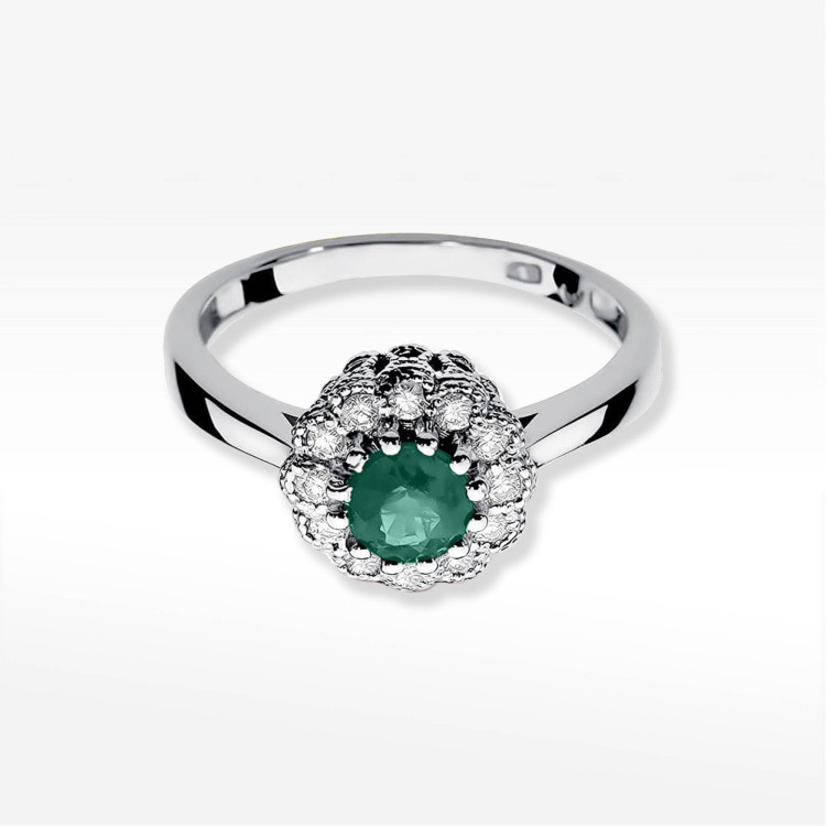 Pierścionek W0284 Szmaragd 0,50ct białe złoto