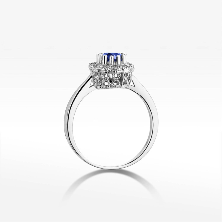 Pierścionek W0284 Tanzanit 0,50ct białe złoto