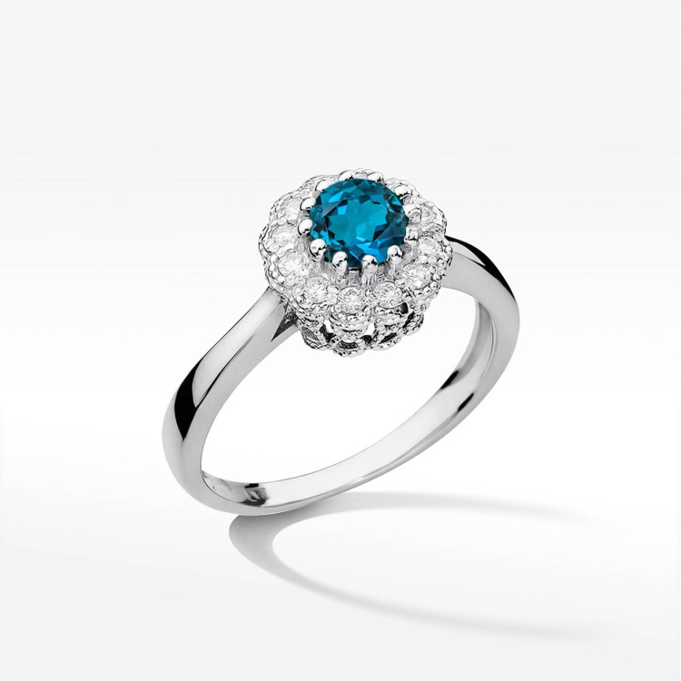 Pierścionek W0284 Topaz London Blue 0,50ct białe złoto