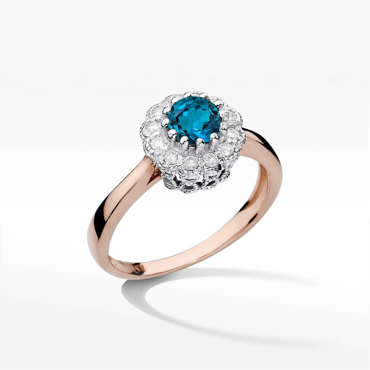 Pierścionek W0284 Topaz London Blue 0,50ct różowe złoto