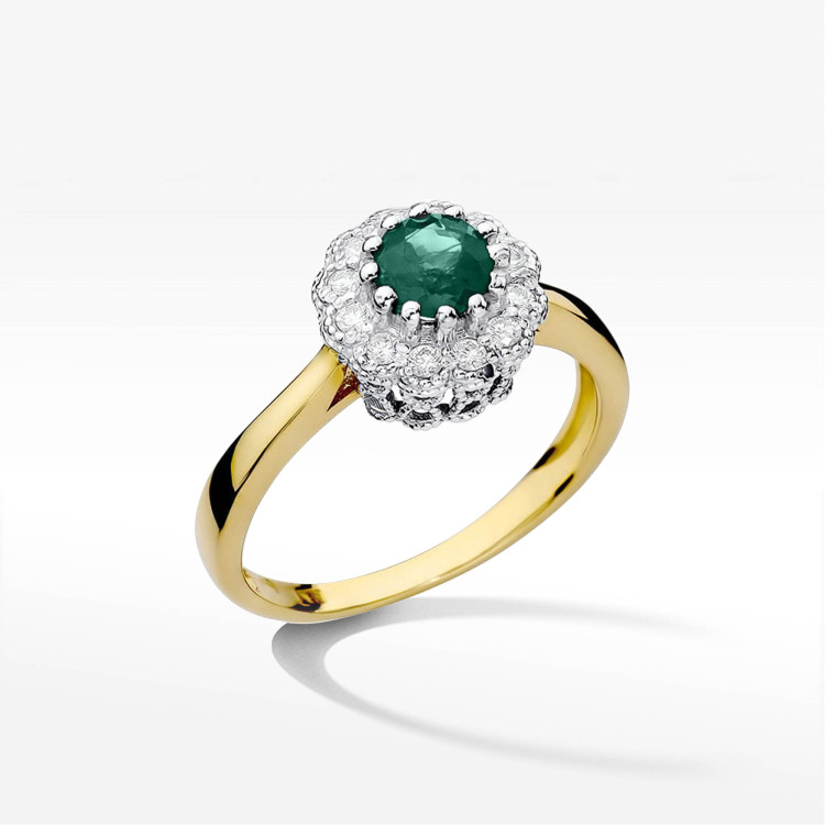 Pierścionek W0284 Szmaragd 0,50ct żółte złoto
