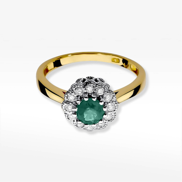 Pierścionek W0284 Szmaragd 0,50ct żółte złoto