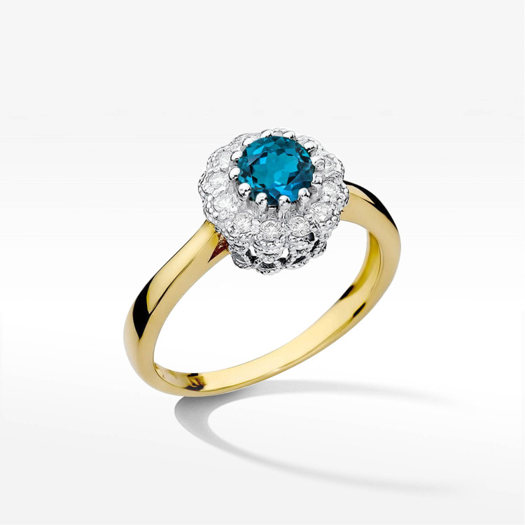 Pierścionek W0284 Topaz London Blue 0,50ct żółte złoto