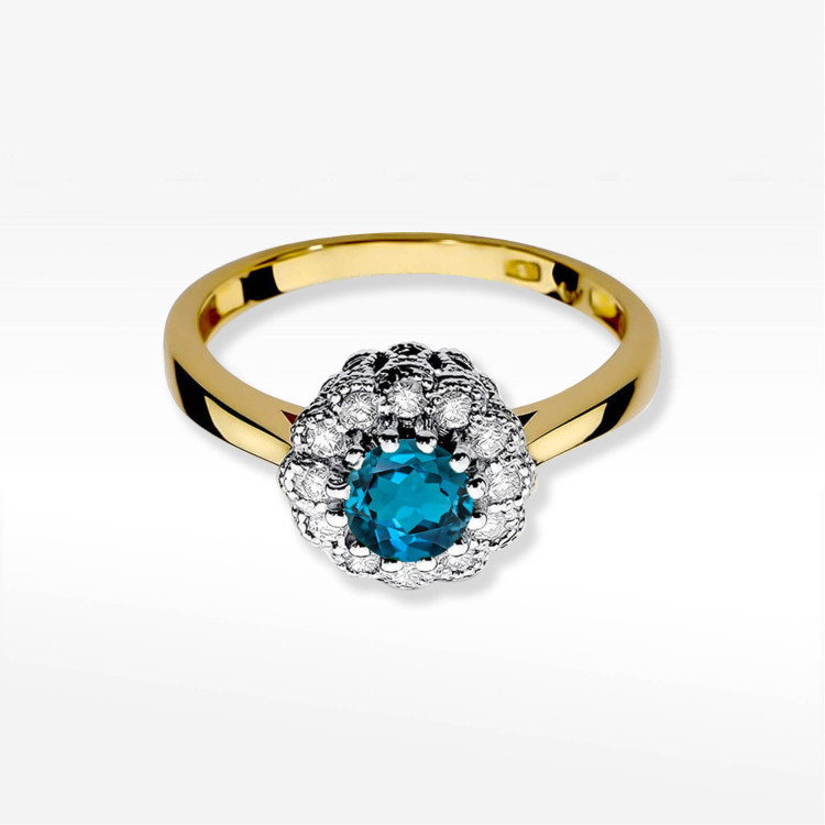 Pierścionek W0284 Topaz London Blue 0,50ct żółte złoto