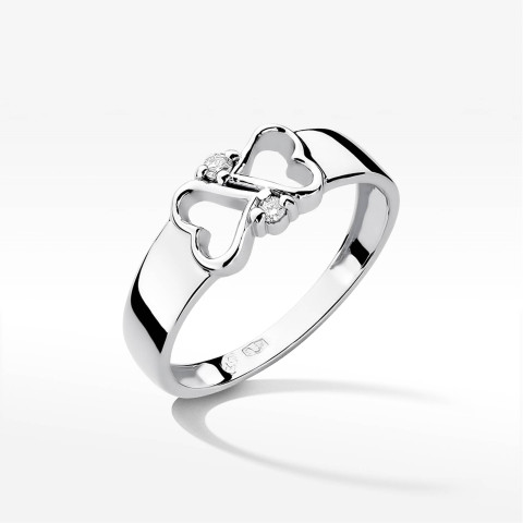 Pierścionek z białego złota z diamentami  - próba 585 0,04CT PV-230B