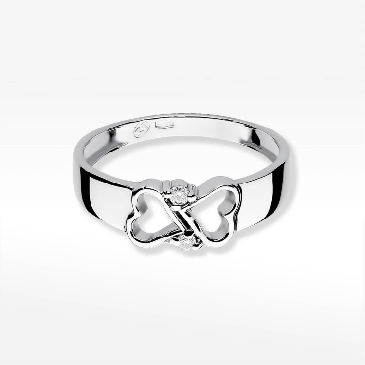 Pierścionek z białego złota z diamentami  - próba 585 0,04CT PV-230B