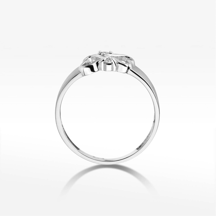 Pierścionek z białego złota z diamentami  - próba 585 0,04CT PV-230B