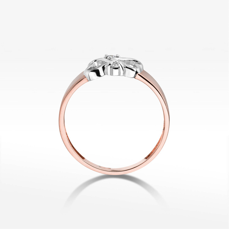 Pierścionek z różowego złota z diamentami  - próba 585 0,04CT PV-230C
