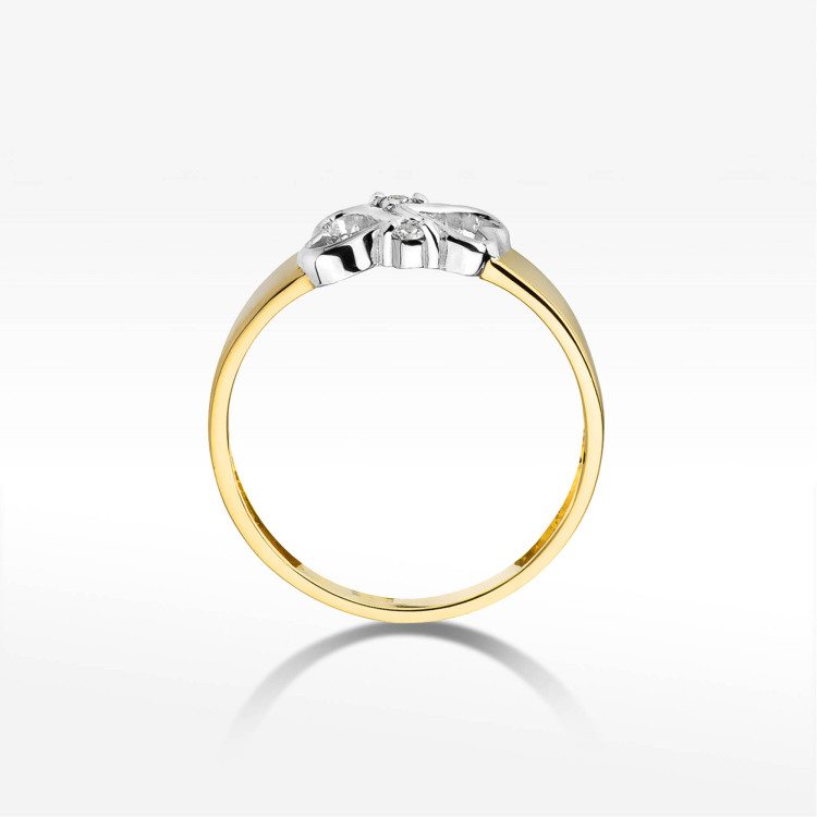 Pierścionek z żółtego złota z diamentami  - próba 585 0,04CT PV-230A