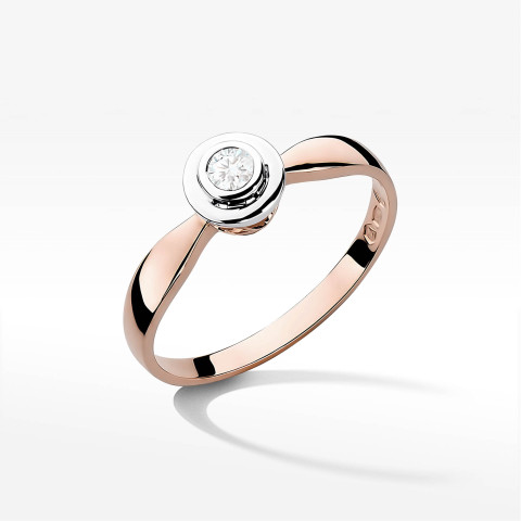 Pierścionek W0294 Diament 0,10ct różowe złoto