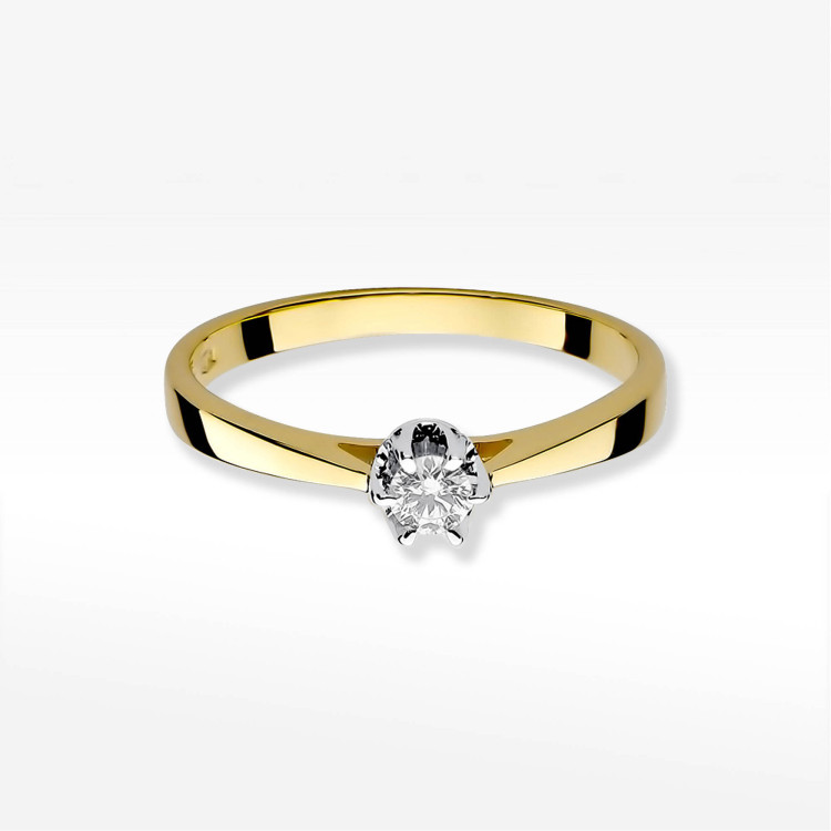 Pierścionek W0295 Diament 0,12ct żółte złoto