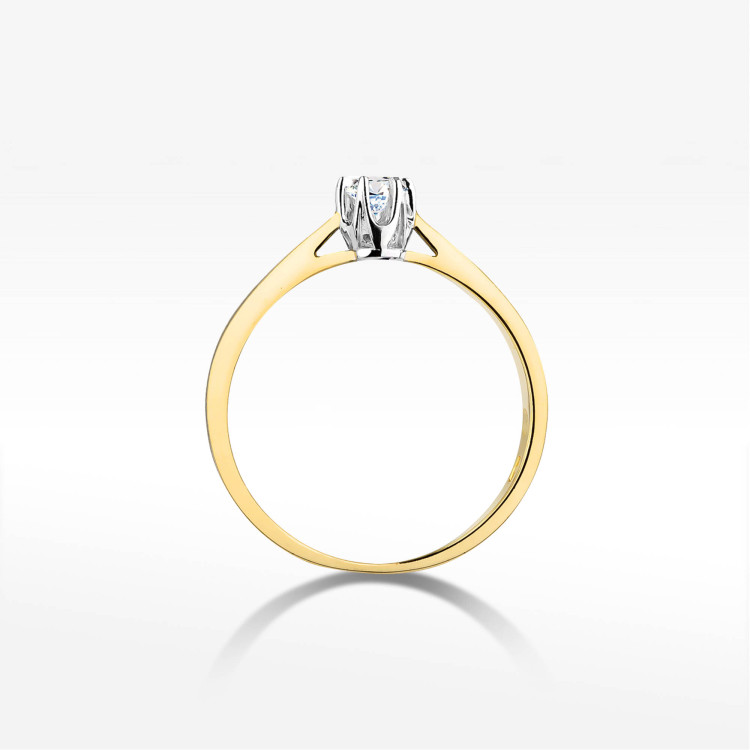 Pierścionek W0295 Diament 0,12ct żółte złoto