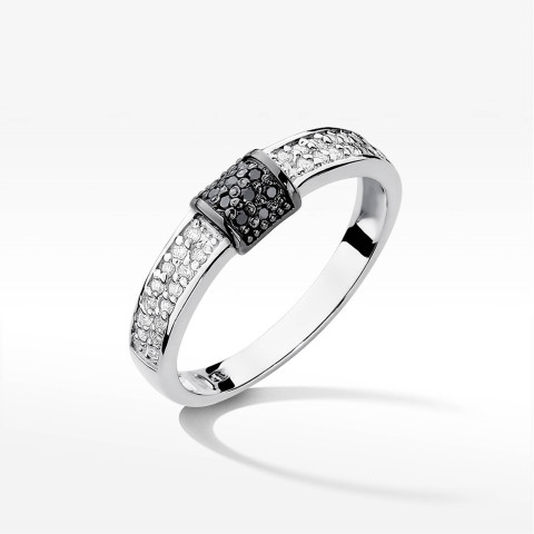 Pierścionek z białego złota z czarnymi diamentami - próba 585 0,33CT PV-050B
