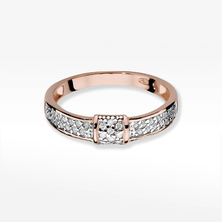 Pierścionek z różowego złota z diamentami - próba 585 0,19CT PV-050C