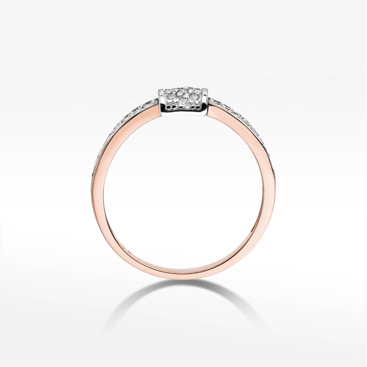 Pierścionek z różowego złota z diamentami - próba 585 0,19CT PV-050C