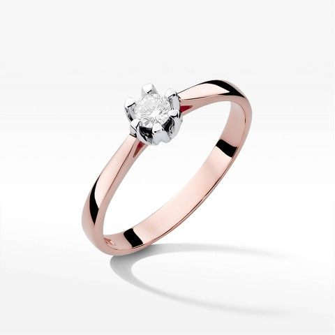 Pierścionek z różowego złota z diamentem - próba 585 0,12CT PV-268C