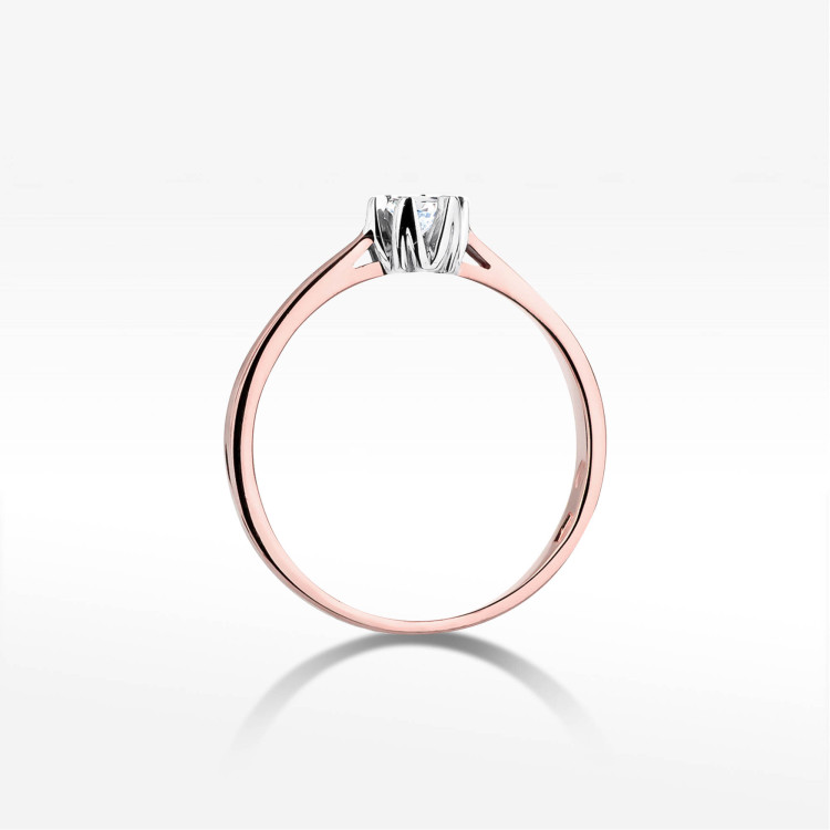 Pierścionek z różowego złota z diamentem - próba 585 0,12CT PV-268C