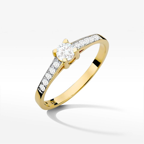 Pierścionek z żółtego złota z diamentami  - próba 585 0,45CT W-364A