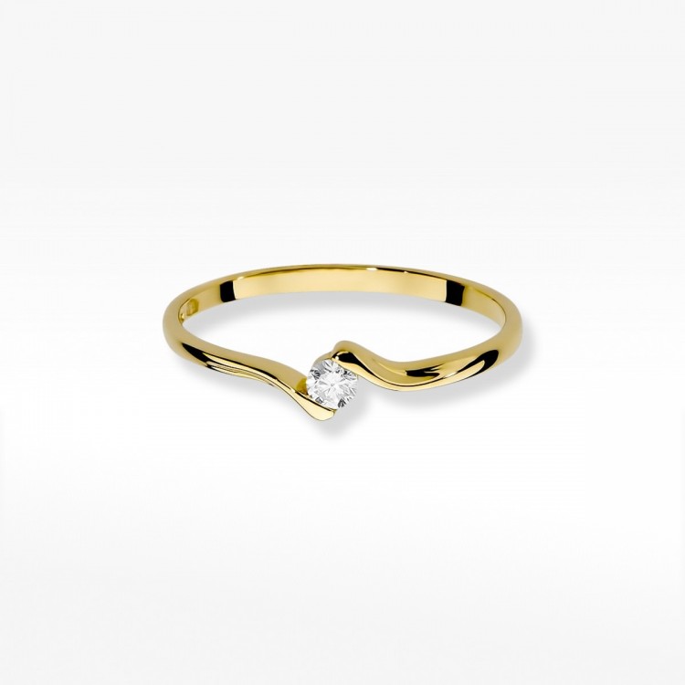 Pierścionek z żółtego złota z diamentem - próba 585 0,09CT W-332A