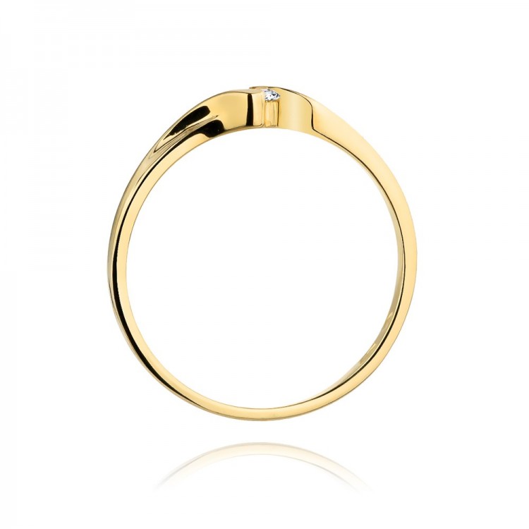 Pierścionek z żółtego złota z diamentem - próba 585 0,09CT W-332A