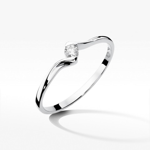Pierścionek z białego złota z diamentem - próba 585 0,09CT W-332B