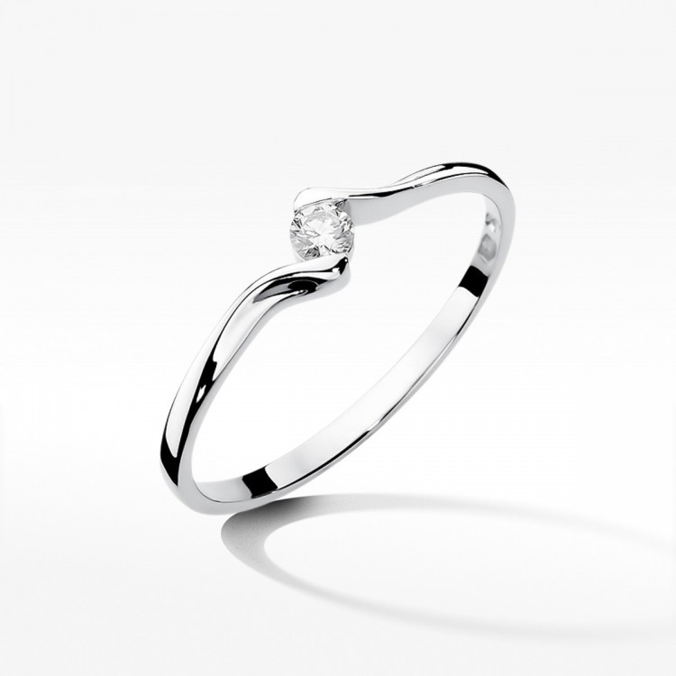 Pierścionek z białego złota z diamentem - próba 585 0,09CT W-332B