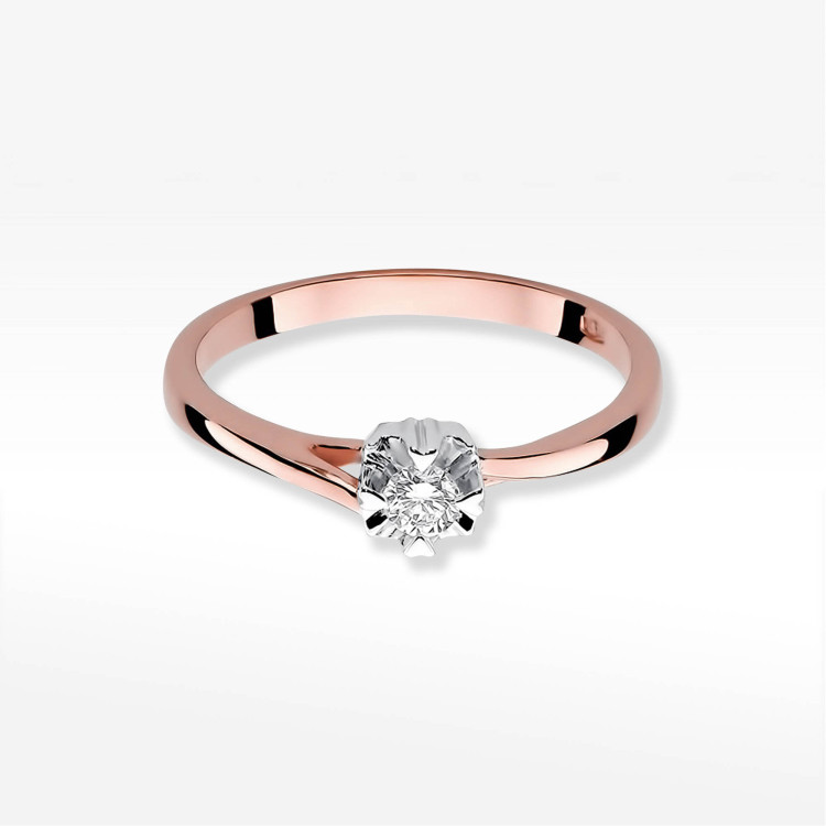Pierścionek W0318 Diament 0,10ct różowe złoto