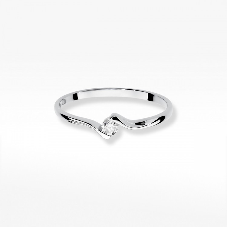 Pierścionek z białego złota z diamentem - próba 585 0,09CT W-332B