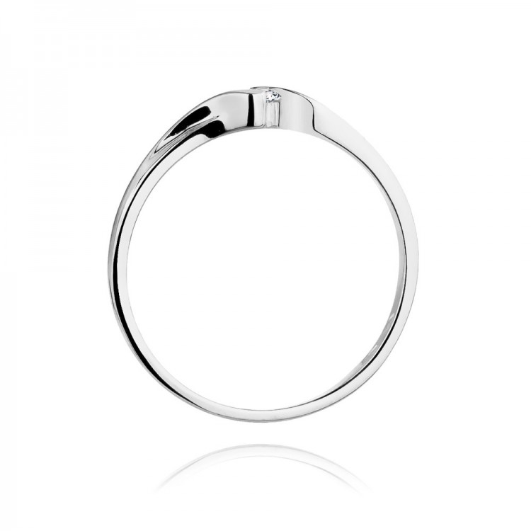 Pierścionek z białego złota z diamentem - próba 585 0,09CT W-332B