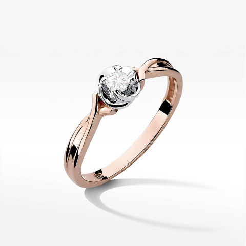 Pierścionek W0329 Diament 0,10ct różowe złoto