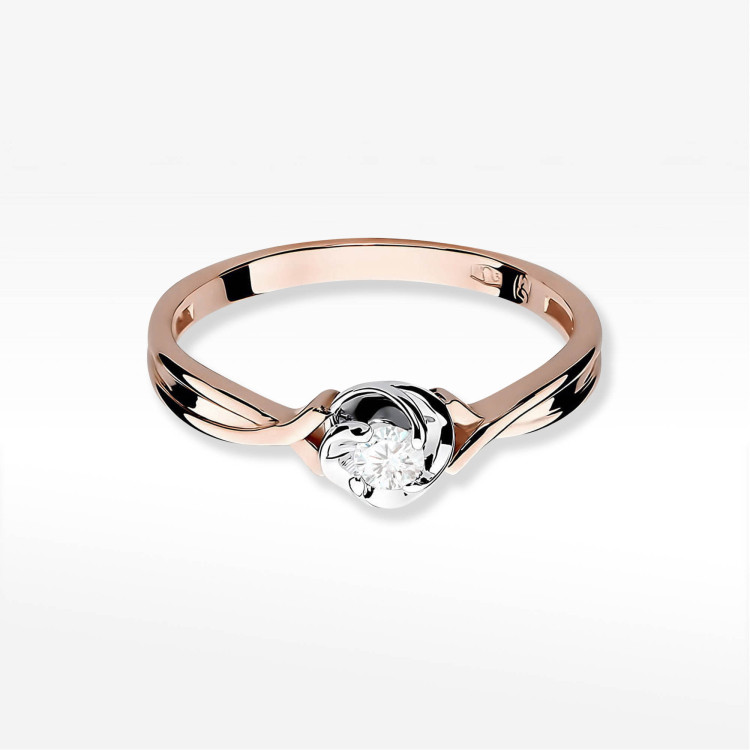 Pierścionek W0329 Diament 0,10ct różowe złoto