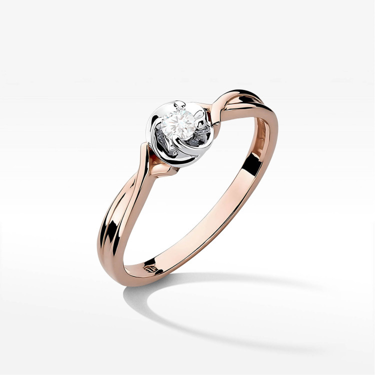 Pierścionek W0329 Diament Laboratoryjny 0,10ct różowe złoto