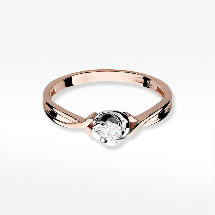 Pierścionek W0329 Diament Laboratoryjny 0,10ct różowe złoto