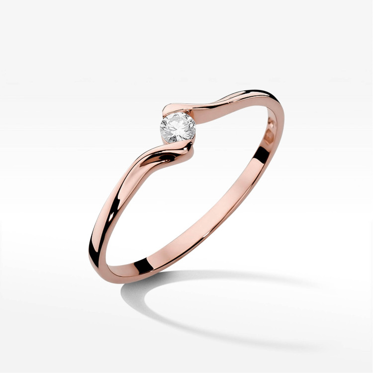 Pierścionek W0332 Diament 0,09ct różowe złoto