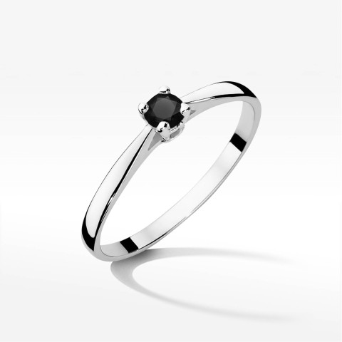 Pierścionek W0335 Czarny Diament 0,20ct białe złoto