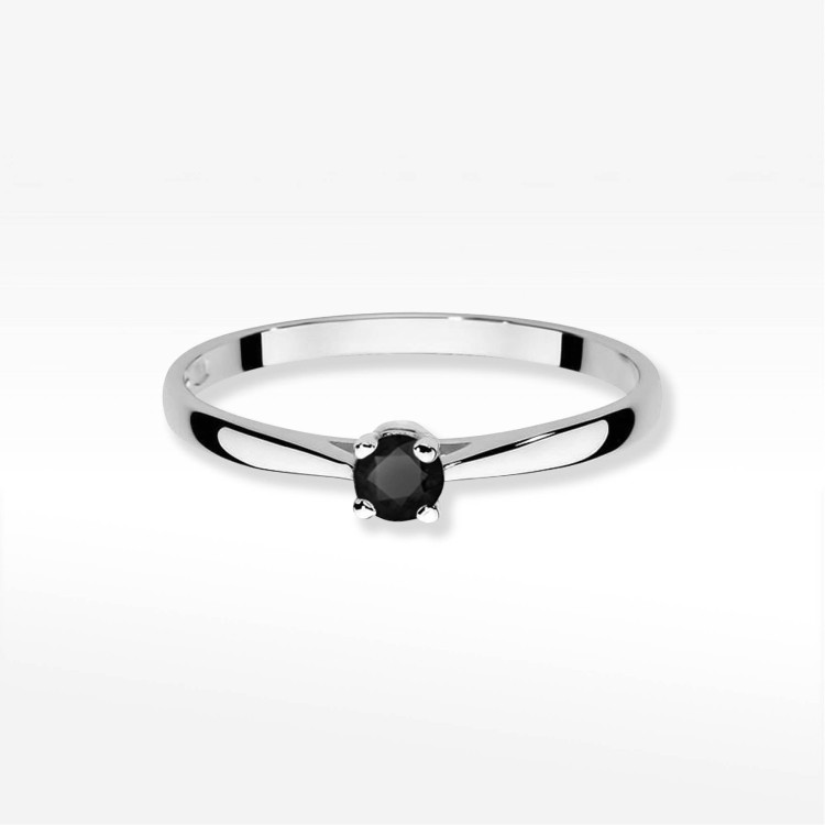 Pierścionek W0335 Czarny Diament 0,20ct białe złoto