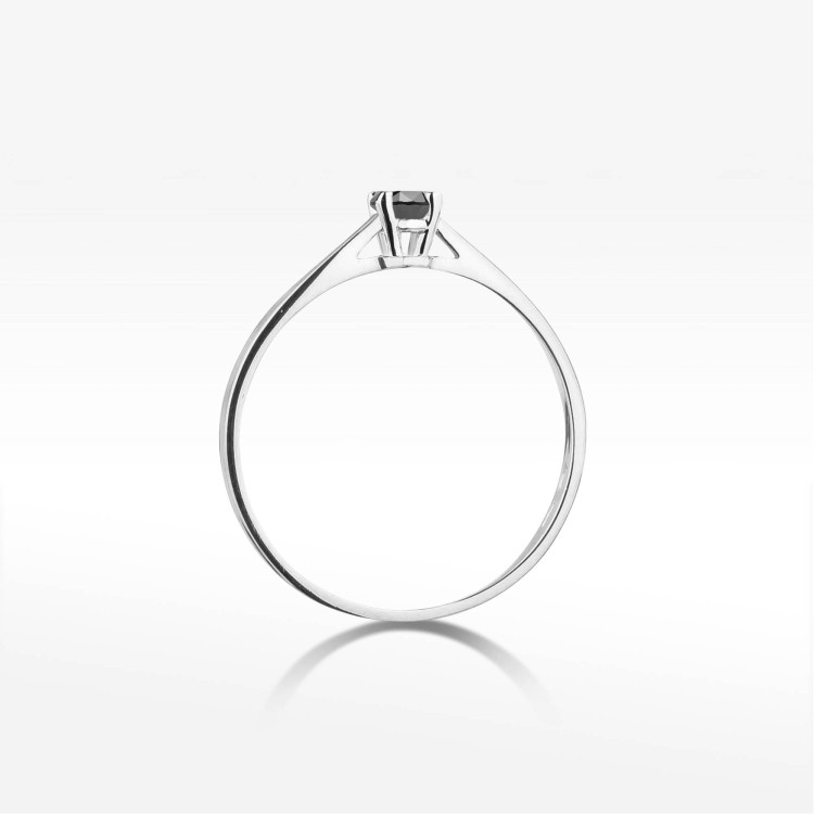 Pierścionek W0335 Czarny Diament 0,20ct białe złoto