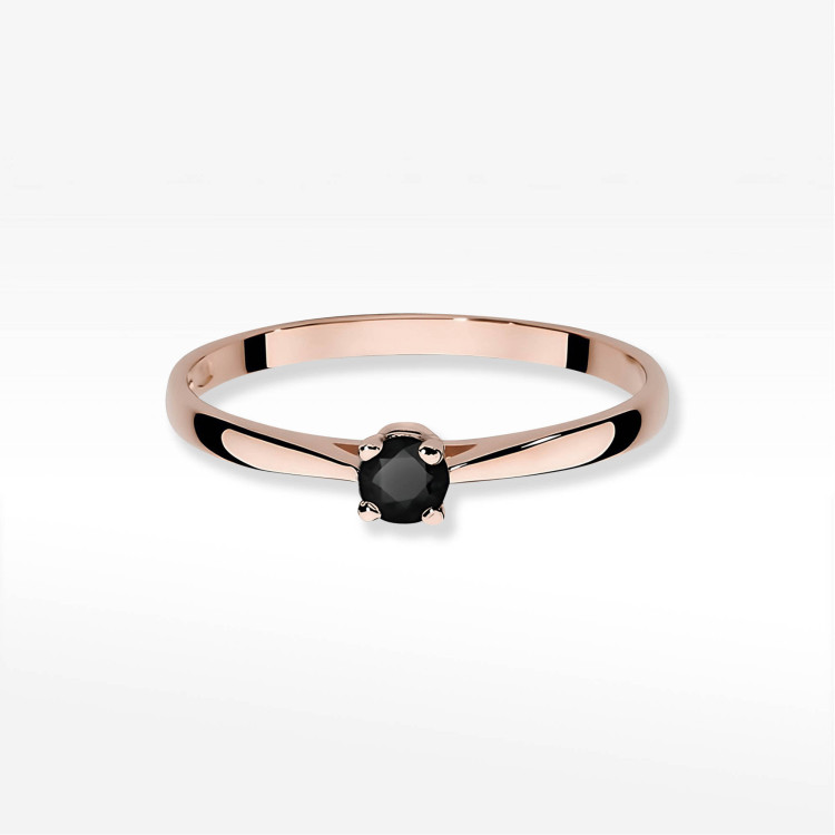 Pierścionek W0335 Czarny Diament 0,20ct różowe złoto