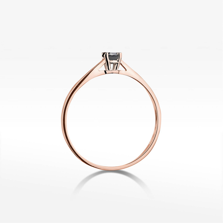 Pierścionek W0335 Czarny Diament 0,20ct różowe złoto