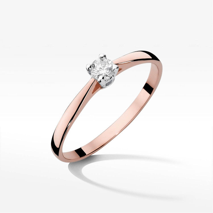 Pierścionek W0335 Diament 0,15ct różowe złoto
