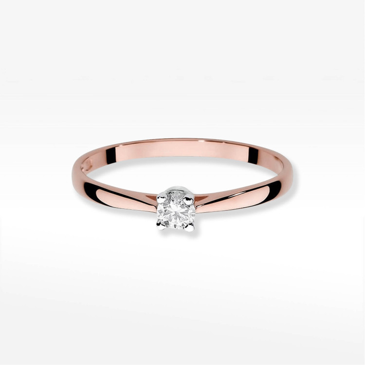 Pierścionek W0335 Diament 0,15ct różowe złoto