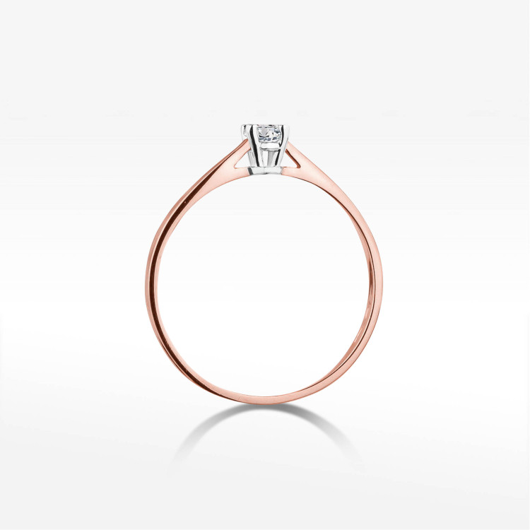 Pierścionek W0335 Diament 0,15ct różowe złoto