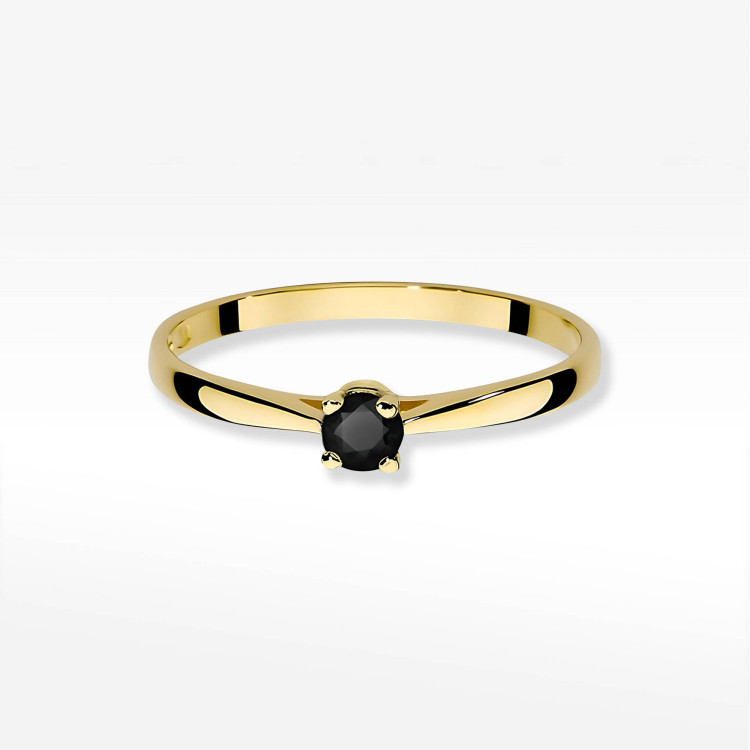 Pierścionek W0335 Czarny Diament 0,20ct żółte złoto