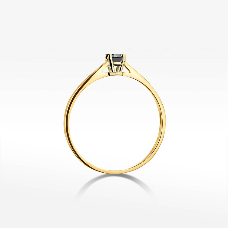 Pierścionek W0335 Czarny Diament 0,20ct żółte złoto
