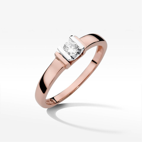 Pierścionek W0343 Diament 0,10ct różowe złoto